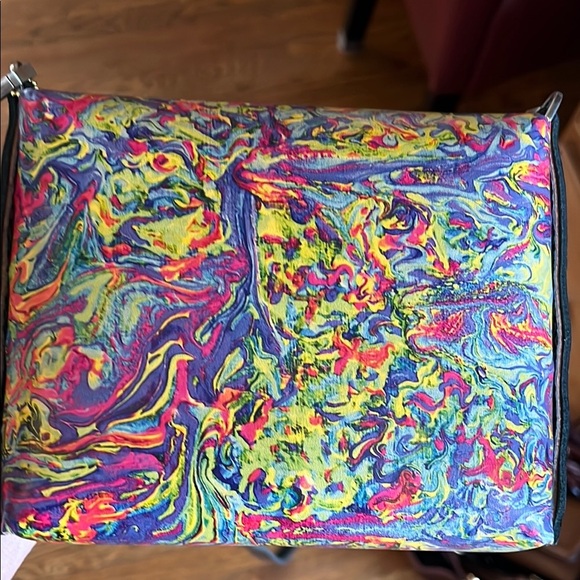 Vibrant Multicolor Rosinante Tal Hand painted leather crossbody bag - Picture 3 of 12